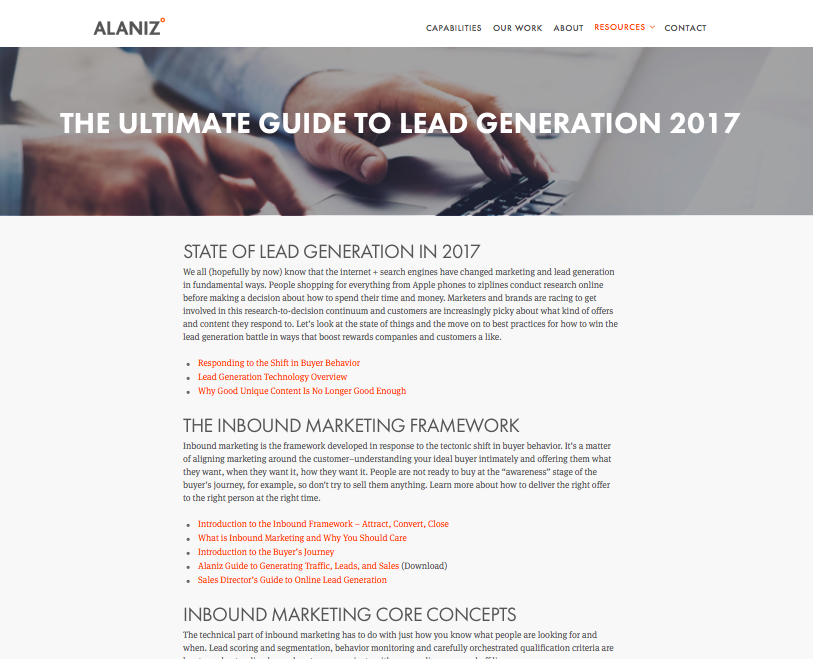 Alaniz Marketing pillar page